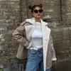 2023 Otoño e Invierno Europeo y Americano Nuevo Amazon transfronterizo Maillard usar cuero y piel integrado casual abrigo combinable para mujer
