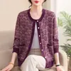 Elegante Blusa Cardigan de Outono para Mãe, Novo Modelo 2026 para Mulheres de 50+ de Meia-Idade e Idosas, Suéter de Malha Elástica Plus Size
