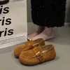 Sapatos Femininos Novos de Salto Baixo 2026 com Aumento de Altura Escondido Outono Mules Estilo Old Money Slip-ons Dois em Um Mocassins Femininos de Solado Macio Versátil