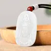 Pingente de Guanyin de Jade Branco Afegão Natural, Pingente de Guanyin de Quatro Lados de Jade Verde e Branco, Pingente de Jade Hetian