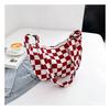 Bolso bandolera a cuadros en blanco y negro de estilo japonés, informal, sencillo, estilo retro, grande, para estudiantes, bolso de viaje portátil, bolso de viaje para el día a día.