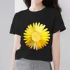 Camiseta Básica para Mujer, Top Casual Negro con Texto y Estampado Gráfico de Amigos, Estilo Juvenil de Moda, Cuello Redondo, Mangas Cortas