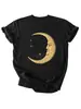 Amazon eBay sitio independiente moda personalizada versátil mujer cara nueva luna estrella manga corta camiseta capa base