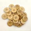 Botones de Madera Anchos de 25 mm con Patrón de Rosa, Botones de Madera con Agujeros, 25 Piezas por Paquete