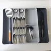 Caja de Almacenamiento Retráctil para Utensilios en Cajón para Estufa Compartimento Organizador para Cuchillo Tenedor Cuchara de Cocina Utensilios de Cocina Multifuncionales