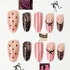 30 Piezas Superventas Transfronterizo Otoño/Invierno Encaje Francés Lazo Uñas Portables Manicura Chica Caliente Europea/Americana Puntas de Uñas Producto Terminado Venta al por Mayor