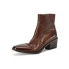 Botines Chelsea de Piel de Vacuno Lavada Vintage de Caña Alta Invierno 2024 Cuero Completo Tacón Medio Grueso Puntera Cuadrada Para Ir al Trabajo Combinables Botines Cortos para Mujer