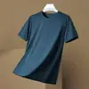 Camiseta Masculina Verão 2023 Manga Curta Casual de Negócios Cor Sólida Gola Redonda Moda Casual Top