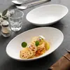 Elegante prato cerâmico em formato de barco, prato preto para uso doméstico, prato fundo oval, prato para peixe, prato fosco cerimonial para restaurante