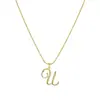 Europa y Estados Unidos transfronterizo 26 letras conjunto de cobre circonita cadena de serpiente redonda collar letras colgante de oro creativo simple letras