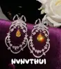 Joyas: Aretes Colgantes de Cristal con Encaje y Moño, Diseño de Alta Gama para Mujeres Ricas, Aretes de Flor de Begonia con Diamantes Brillantes