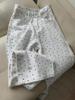 Sentido del Diseño Verano Nuevo Polográfico Blanco Sueltos Rectos Jeans Mujer Cintura Alta Adelgazantes Todo Fósforo Pantalones de Pierna Ancha Estrecha