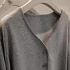 Una Chaqueta Versátil 2023 Nuevo Estilo Otoño Color Puro Simple Cuello en V Botonadura Sencilla Cárdigan de Manga Larga para Mujer