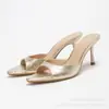 Sandalias de Tacón Alto de Punta Abierta y Punta Fina de Moda Veraniega Nueva, Exclusivas Transfronterizas Europeas y Americanas, Lujo Ligero, para Mujer