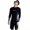 Nuevo Traje de Baño Dividido para Hombre de Manga Larga Protección Solar Empalme Secado Rápido Top Snorkel Surf Talla Grande Vacaciones en la Playa Natación