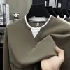 Sudadera casual tipo dos piezas falsas para niños, otoño, corte holgado, cuello redondo, manga larga, prenda básica moderna y versátil para adolescentes