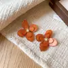 Pendientes de Corazón de Madera Color Café Transfronterizos Europeos y Americanos, Pendientes Estilo Retro Maillard, Pendientes de Diseño de Nicho para Mujer