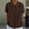 En Stock Aliexpress Estación Independiente Wish Más Vendido Nuevo Suelto Solapa Camisa Algodón Manga Corta Top de Mujer