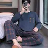 Venta al por mayor de fábrica Pijamas para hombre Otoño de imitación de algodón 2026 Nuevo Manga larga Talla grande Gris Oscuro Ropa para el hogar Otoño e Invierno