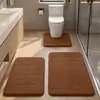 Juego de tres piezas de chenilla de color liso para baño y WC, alfombrilla de suelo antideslizante y absorbente de agua, felpudo para el hogar para la puerta del baño