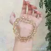 Pulsera de cristal natural, pulsera DIY de cristal amarillo, joyería unisex, cristal blanco, cristal de fresa, accesorios hechos a mano