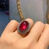 Zhuang Shengsheng joia semente de gelo fio fluorescente tesouro vermelho sangue de pombo anel liso temperamento feminino Atacado 13*18