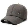 Estilo Novo de Inverno Masculino para Meia-Idade e Idosos com Veludo Adicional Espesso à Prova de Frio Boné de Beisebol Proteção de Orelha ao Ar Livre Chapéu de Bico Quente à Prova de Vento de Algodão