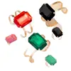 Set de 2 Piezas de Pulseras y Anillos con Encantos Cuadrados Elegantes Estilo Bohemio, Adecuado para Celebraciones, Bodas, Día de San Valentín