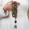 Pulsera de Raíz de Bodhi Quemada de Carbón Dunhuang 108 Bodhi Zi Rosario con Cuenta de Buda Sosteniendo Placa para Tocar Pulsera Pulsera Masculina