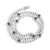 Collar de Cadena de Tenis Rojo con Trébol de Cuatro Hojas Estilo Europeo y Americano, Completamente Adornado con Diamantes, Exquisito y de Alta Gama Accesorio de Cadena para Clavícula, Disponible para Dropshipping