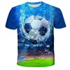 2026 Nueva Camiseta de Manga Corta con Estampado 3D de Patrón de Fútbol Iridiscente Suelta para Hombres y Niños Nueva Moda Camiseta Corta