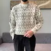 Suéter de otoño e invierno para hombre grueso holgado cuello redondo estilo coreano moderno cálido cuello medio suéter base suéter para niños
