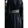 Cinturão Vintage Versátil de Linho Cor Sólida para Mulheres, Cinto Largo de Linho Estilo Hanfu em Cinza Claro e Cinza Cauda de Peixe