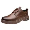 Zapatos Nuevos de Primavera para Hombre de Cuero Genuino Formales de Negocios Zapatos de Cuero Transpirables Resistentes al Desgaste Casuales Zapatos Martin Elevadores de Altura Suela Suave