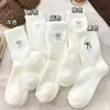 Meias Novas Outono/Inverno de Alto Valor Versáteis Espessadas com Laço Cor Sólida Macias Aderentes Quentes Meias Menina Meia-Calça