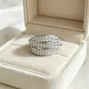 Venda Direta de Fábrica Europeu Americano Francês Anel de Luxo Prata Micro-incrustado Versátil Retro Personalidade Dedo Indicador Feminino Exquisito Ajustável Dedo