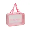 Bolsa de Higiene Pessoal Portátil Transparente Fosca à Prova d'Água Espessa de Grande Capacidade Estilo Coreano Saco de Maquiagem à Prova de Poeira