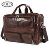 Bolsa Masculina de Couro Genuíno Retrô Jiameida Fonte de Fábrica Grande Capacidade Bolsa de Mão Pasta para Computador Impermeável e Prática