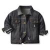 Casaco jeans infantil coreano outono e inverno moda zíper ventilador manga longa com capuz jeans falso duas peças casaco jeans