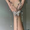 Corrente de Corpo com Franjas de Corrente Multicamadas Zircônia Strass Corrente de Peito Corrente de Pescoço Colar de Festa Acessórios Femininos 2023 Explosões de Celebridades da Internet