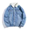 Abrigo vaquero con forro polar para hombre, chaqueta gruesa de algodón y lana de cordero, holgado y a la moda, para invierno