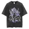 Talla Europea Transfronteriza Camiseta Lavada Vintage Calle Hip-Hop Anime Dragon Ball Estampado de Dibujos Animados Gráfico Casual Verano