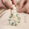 Pulsera de cuentas de Buda con placa de descompresión de color Dunhuang suave con giro manual de raíz de Bodhi de jade blanco degradado para hombres y mujeres