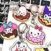 Llavero de Rosquilla Sanrio Lindo Colgante para Llavero Acrílico de Doble Cara Colgante para Mochila Escolar de Estudiante Mejor Amigo