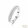 Anillo Segmentado S925 Plata de Ley Completo Moissanita Incrustado Media Luna Anillo de Plata S925 Anillo de Moissanita Mujer