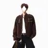 Chaqueta de Ante con Diseño Patchwork Retro Americano para Hombre, Abrigo Limpio de Invierno de Alta Gama Estilo Granja