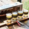 Suporte de copo de cerveja para bar de madeira personalizado cerveja artesanal tamanho pequeno louça vidro bandeja de madeira copo de whiskey copo de vinho