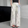 Calça Wide Leg com Estampa de Tinta para Meninas Mais Velhas, Verão, Cintura Alta, Caimento Solto, Casual Longa, Respirável, Novo Modelo 2026