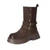 Nuevas botas estilo Martin retro de plataforma con tacón cuadrado y acabado mate 2026 para mujer, estilo británico de otoño, adelgazantes y que realzan la altura, botines versátiles