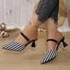 Zapatos de Tacón Alto Estilo Coreano para Exterior, Sandalias de Medio Tacón con Puntera Recta, Estilo Caliente Primavera y Otoño 2025, Sandalias Dos-en-Uno para Mujer